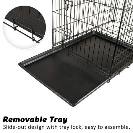 Wire Dog Cage Foldable Crate Kennel 24 inches with Tray + Cushion Mat Combo