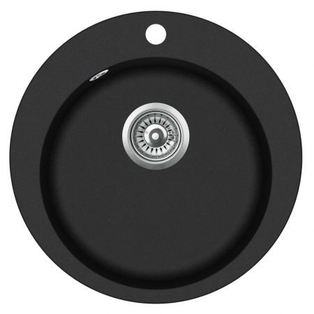 Granite Kitchen Sink Single Basin Round Black