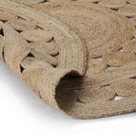 Area Rug Braided Design Jute 90 cm Round