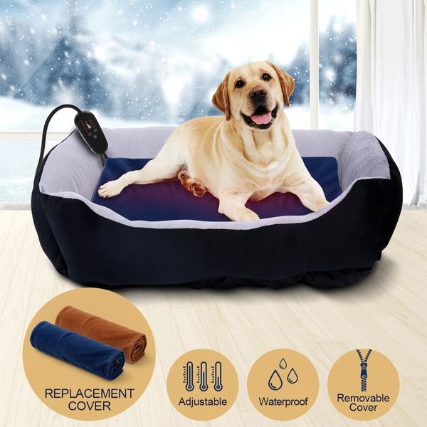 Heated Dog Cat Pad Puppy Electric Heater Blanket Pet Heating Bed Doggy Mat Thermal Protection 60x45cm L