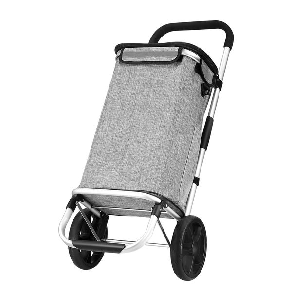 Shopping Cart Foldable Trolley Grocery Bag Waterproof Aluminium Trolley Grey