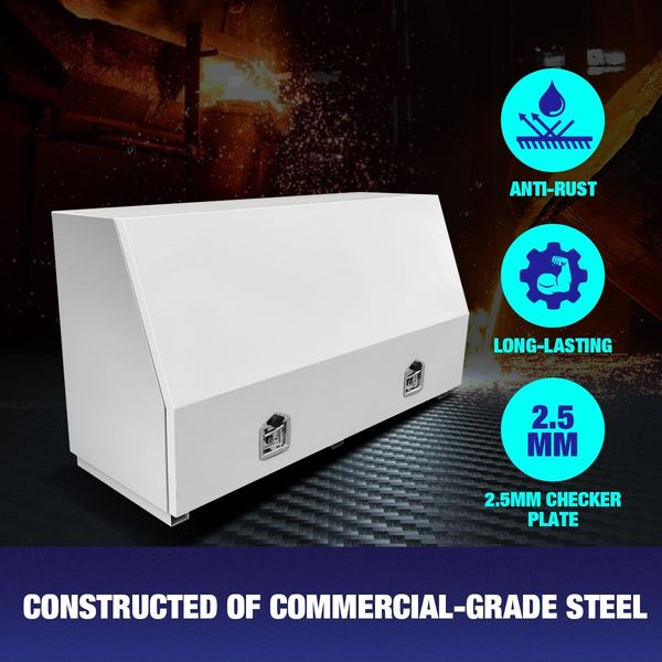 Truck Ute Steel Tool Boxes Storage Checker Plate Toolbox 140cm x 50cm x 75cm White