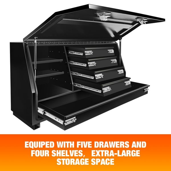 Truck Ute Steel Tool Boxes Storage Checker Plate Toolbox 140cm x 50cm x 75cm Black