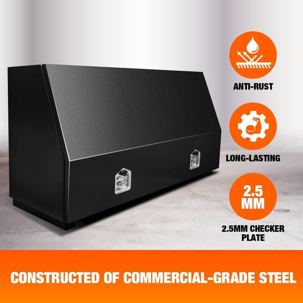 Truck Ute Steel Tool Boxes Storage Checker Plate Toolbox 140cm x 50cm x 75cm Black