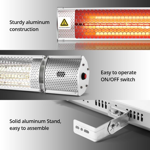 Maxkon 2000W Electric Outdoor Halogen Infrared Patio Heater Radiant Heater