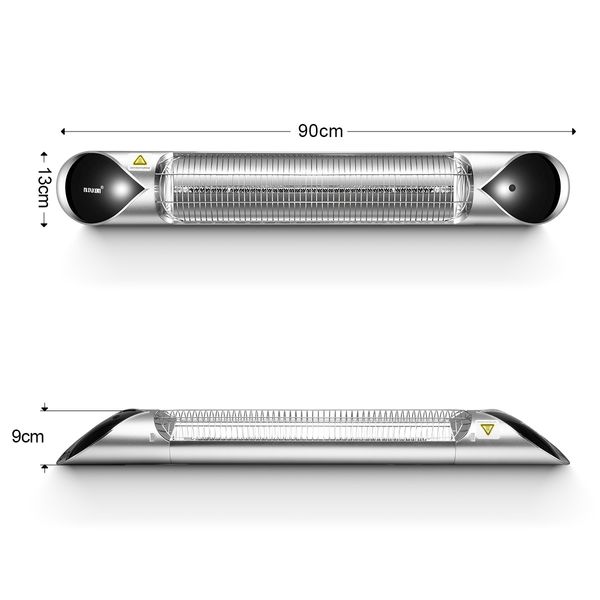 New Maxkon 2500W Carbon Fibre Infrared Heater Instant Heat Outdoor Patio Strip Heater Remote Control