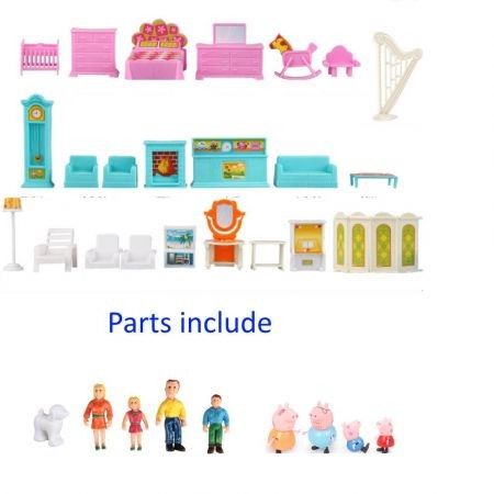 Home Feature Playset Pig Castle Family Full Roles Action Figure Model Educational Children Gifts