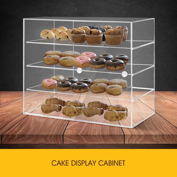 Large Acrylic Bakery Cake Display Cabinet Donuts Cupcake Pastries 4-Tier  5mm Thick