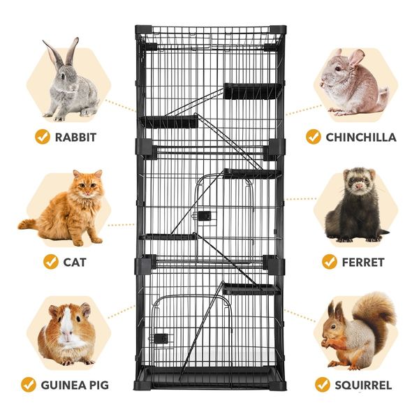 Large Cat Cage House Pet Crate Rabbit Bunny Hutch Ferret Kennel Playpen Home Wired 5 Tiers