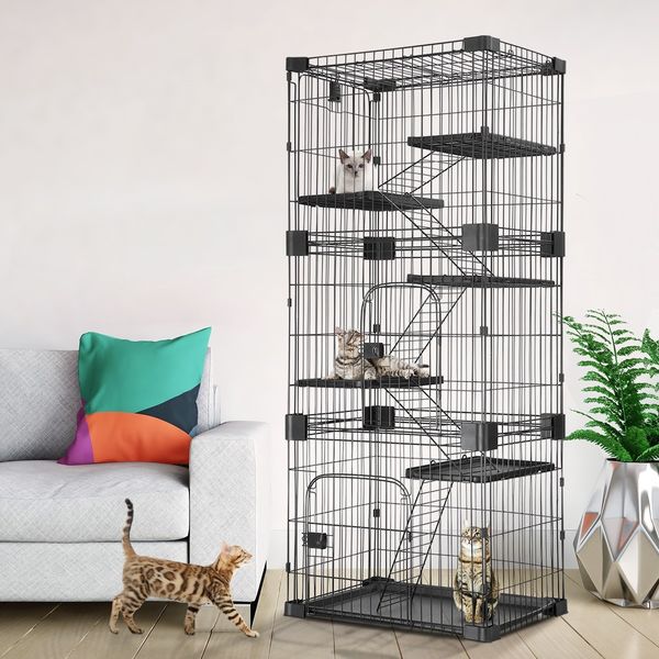 Large Cat Cage House Pet Crate Rabbit Bunny Hutch Ferret Kennel Playpen Home Wired 5 Tiers