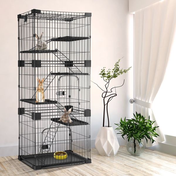 Large Cat Cage House Pet Crate Rabbit Bunny Hutch Ferret Kennel Playpen Home Wired 5 Tiers