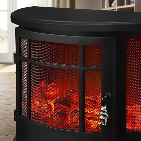 MAXKON Electric Fireplace Freestanding Stove Heater LED Flame Effect Log Fire 1800W