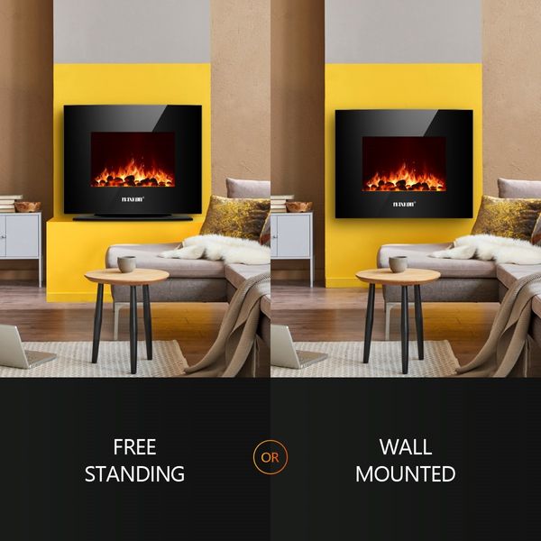 MAXKON Wall Mounted 1800W Electric Fireplace Heater LED Flames w/ Remote Control 