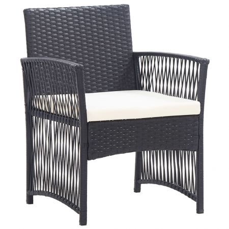 4 Piece Garden Lounge Set with Cushion Poly Rattan Black