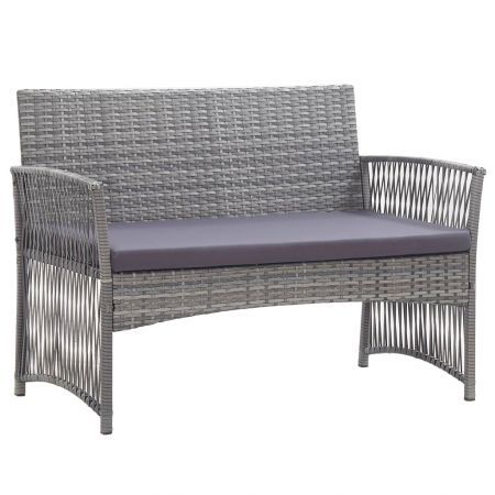 4 Piece Garden Lounge Set with Cushion Poly Rattan Anthracite