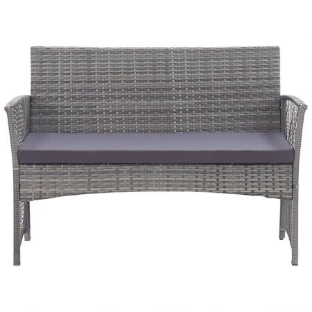 4 Piece Garden Lounge Set with Cushion Poly Rattan Anthracite