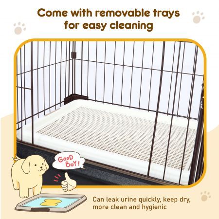 Dog Cage Crate Cat Kennel Doggy Playpen Puppy Enclosure Pet Home House Toilet Tray Wired XL