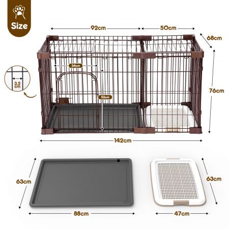 Dog Cage Crate Cat Kennel Doggy Playpen Puppy Enclosure Pet Home House Toilet Tray Wired XL