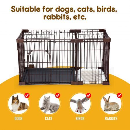 Dog Cage Cat Crate Doggy Kennel Puppy Playpen Enclosure Pet House Home Toilet Tray Wired L