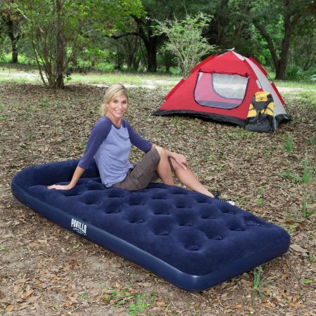 Bestway Single Air Bed Inflatable Mattress Built-in Foot Pump Pillow Camping