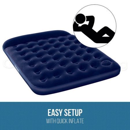 Bestway Queen Air Bed Inflatable Mattress Built-in Foot Pump Pillow Camping