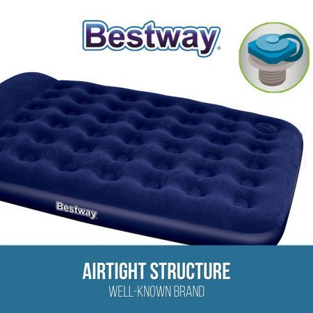 Bestway Queen Air Bed Inflatable Mattress Built-in Foot Pump Pillow Camping