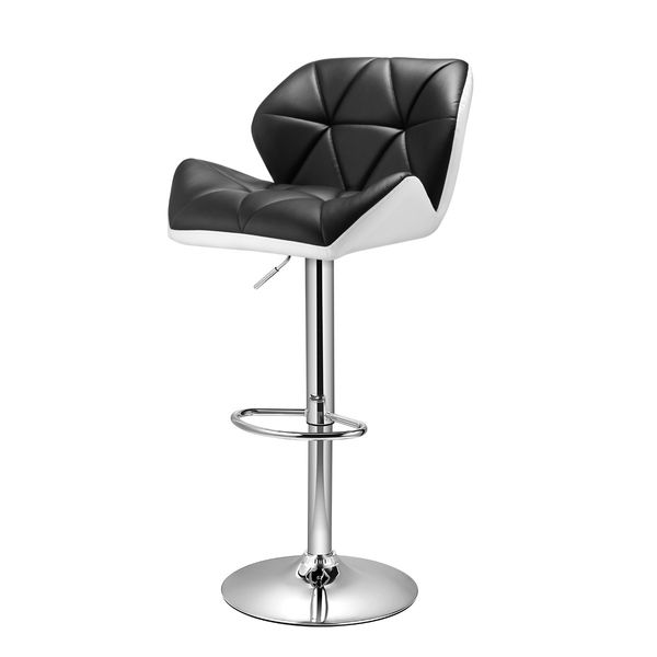 2x Modern PU Leather Bar Stools Cushioned Backrest Swivel Seat Adjustable Height w/ Footrest