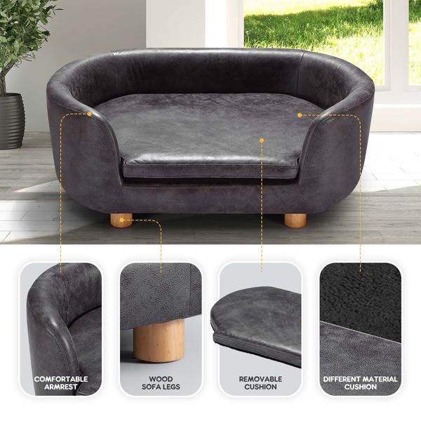 Large Dog Bed Luxury Cat Bed Doggy Soft Sofa Puppy Lounge Cushioned Couch Pet Furniture PVC Leather