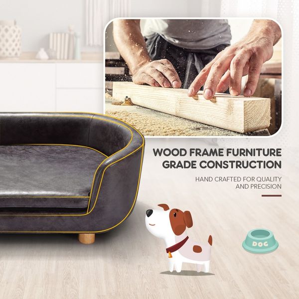 Large Dog Bed Luxury Cat Bed Doggy Soft Sofa Puppy Lounge Cushioned Couch Pet Furniture PVC Leather