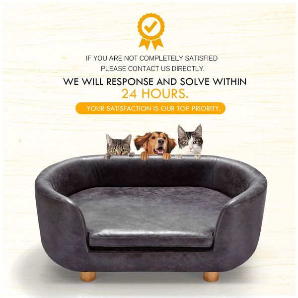 Large Dog Bed Luxury Cat Bed Doggy Soft Sofa Puppy Lounge Cushioned Couch Pet Furniture PVC Leather