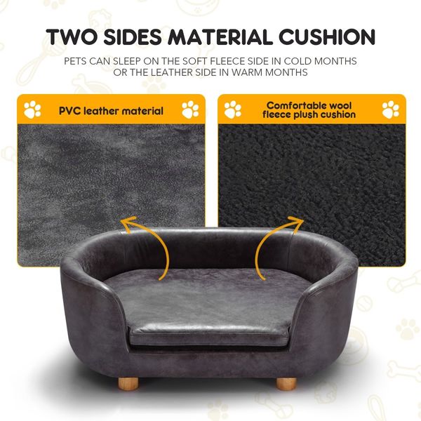 Large Dog Bed Luxury Cat Bed Doggy Soft Sofa Puppy Lounge Cushioned Couch Pet Furniture PVC Leather