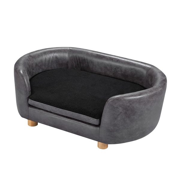 Large Dog Bed Luxury Cat Bed Doggy Soft Sofa Puppy Lounge Cushioned Couch Pet Furniture PVC Leather