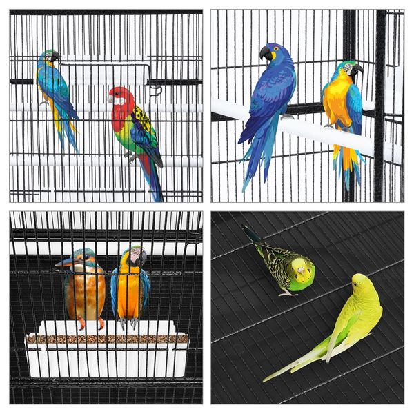 Large Bird Cage Parrot House Budgie Canary Flight House Cockatiel Aviary Enclosure on Wheels Perches Indoor Metal