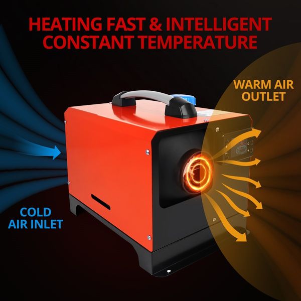 12V Diesel Air Heater All in One 8kW Parking Heater with LCD Remote Control Black and Red