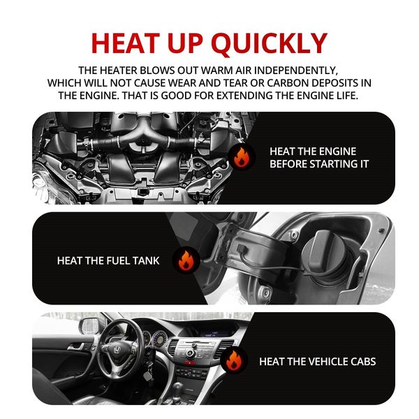 12V Diesel Air Heater All in One 8kW Parking Heater with LCD Remote Control Black and Red