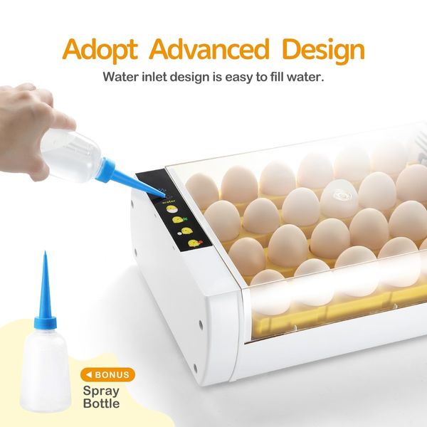 24 Egg Incubator Automatic Digital Hatching Chicken Pigeon Quail Eggs Hatcher Machine with LED Candling Lamps