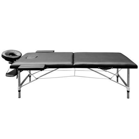 RelaxPro Portable Massage Table Adjustable Aluminium 2-Fold Beauty Therapy Black