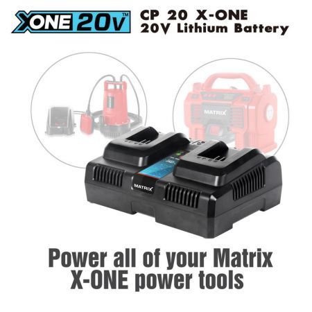 Matrix 20V Cordless Battery Charger 2.2A X-ONE Lithium Dual Garden Power Tools