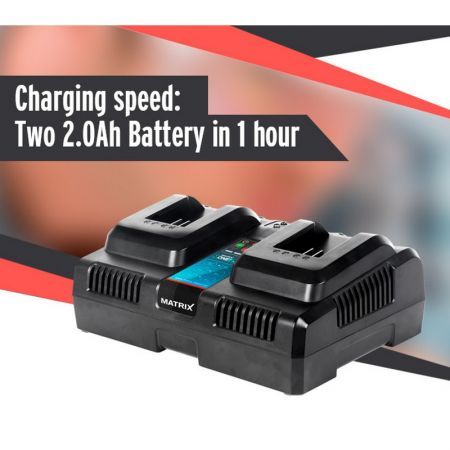 Matrix 20V Cordless Battery Charger 2.2A X-ONE Lithium Dual Garden Power Tools