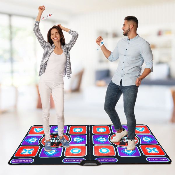 Wireless Double Dancing Mat Pad 2 Remote Controllers Fitness Couples and Family Friends Players