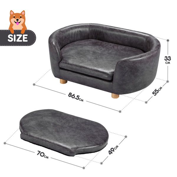 Large Dog Bed Luxury Cat Bed Doggy Soft Sofa Puppy Lounge Cushioned Couch Pet Furniture PVC Leather