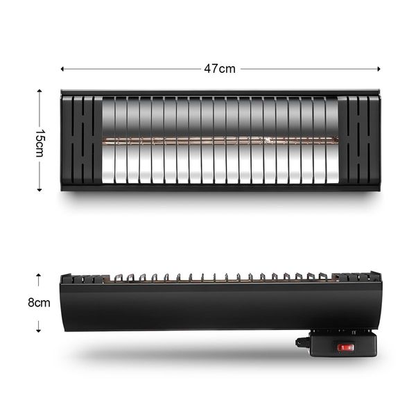 Maxkon Electric Infrared Heater 2000W Outdoor Patio Halogen Heater Freestanding Wall Mount Ceiling