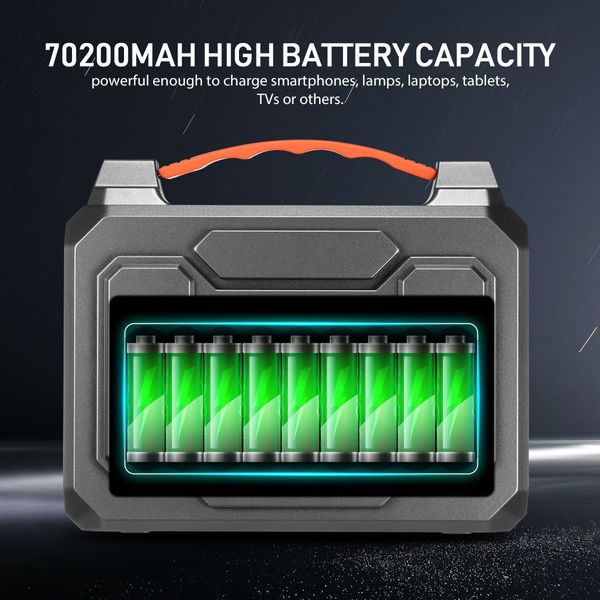 Portable 70200mAh 100W Solar Generator Power Station Battery Backup 