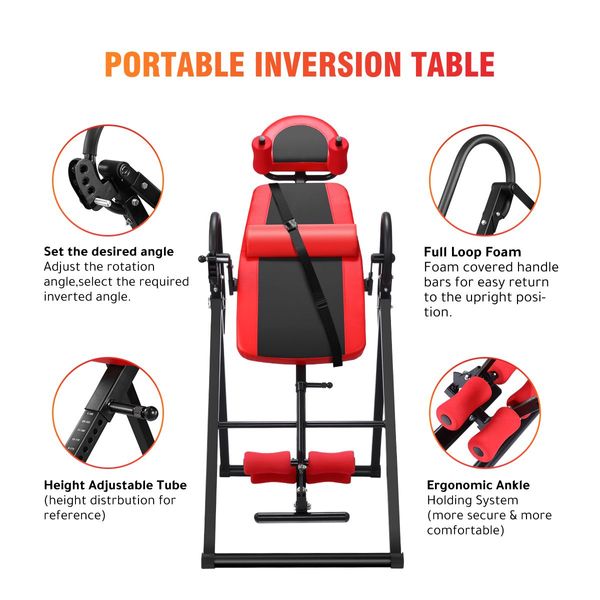 Genki Heavy Duty Folding Inversion Gravity Table 180-Degree Inversion Height Adjustable