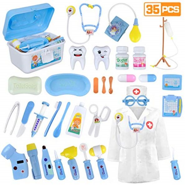 Doctor Pretend Play Equipment, Dentist Kit for Kids, Doctor Play Set with Case