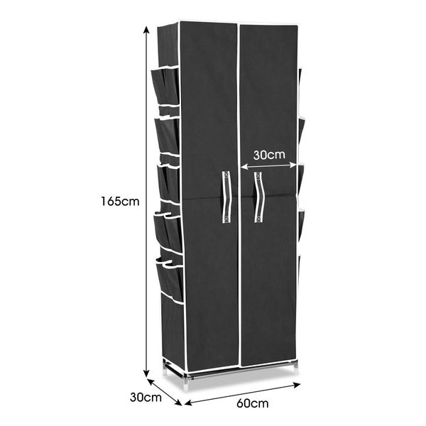 40 Pairs 10 Tier Metal Stackable Shoe Rack Cabinet Shoe Organizer Storage Wardrobe 165cm Black