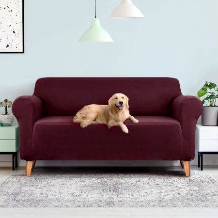 Artiss Sofa Cover Couch Covers 3 Seater Stretch Burgundy