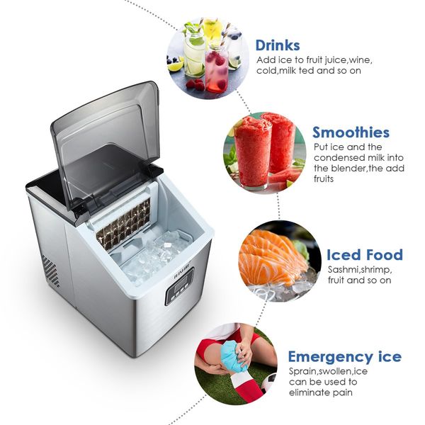 Maxkon 17 Kg Home Ice Maker Machine Stainless Steel Countertop Appliance-Silver