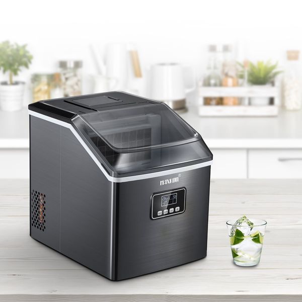 Maxkon 17KG Portable Commercial Ice Maker Machine Stainless Steel Fast Freezer Black