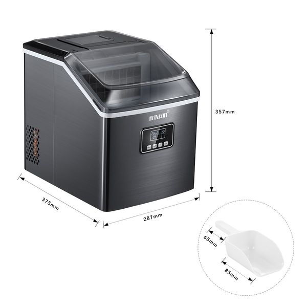 Maxkon 17KG Portable Commercial Ice Maker Machine Stainless Steel Fast Freezer Black